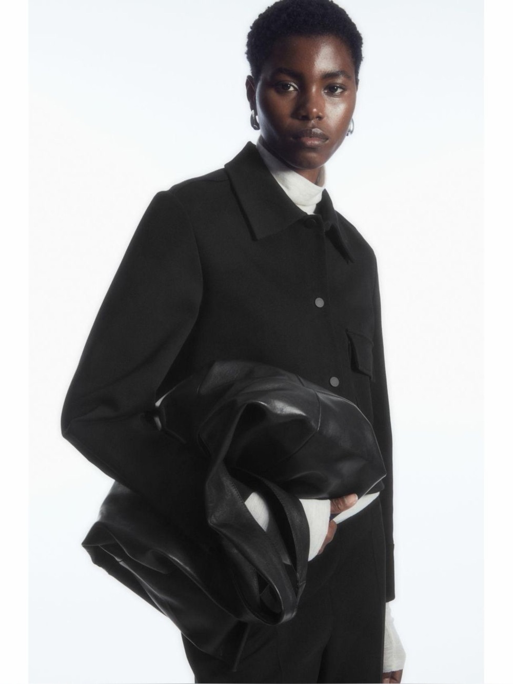 Cos Cropped Twill Jacket In Black - Picture 9 of 9